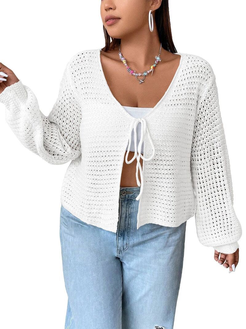 マキシスマーチ レディース アウター ニット・セーター プラスサイズ カーディガン Maxxis Merch Womens Plusize Cardigan Hollow Out Open Knit