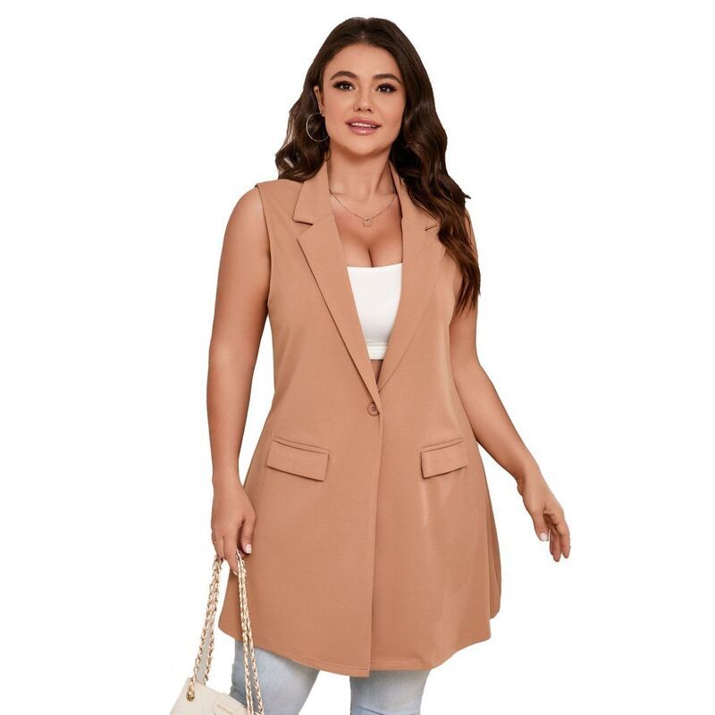 エリートチョイス レディース アウター ジャケット・ブルゾン プラスサイズ ベスト ノースリーブレザー Elitechoice Womens Plusize Sleeveless Blazer Ves