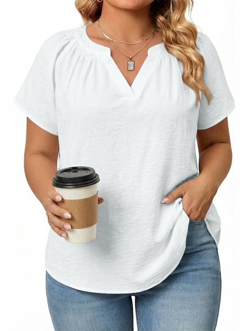 エリートチョイス レディース トップス Tシャツ Vネック プラスサイズ Elitechoice Womens Plusize Top V Neck Short Sleeve Shirt Casual