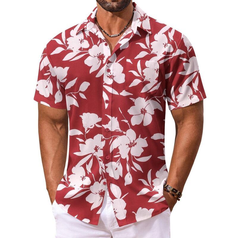 クーファンディ レディース トップス Tシャツ ボタンダウン COOFANDY Mensummer Shirt Short Sleeve Hawaiian Button Down Shirts Cas