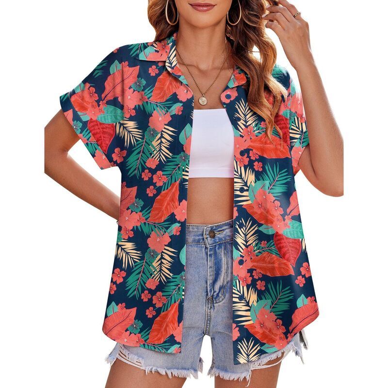 ジーグー レディース トップス シャツ ボタンダウン フラワー柄 プリント ダウン フラワー Zeagoo Womens Hawaiian Button Down Shirts Casual Shor 10,345円