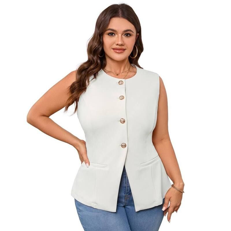 ボディサイズ レディース アウター ジャケット・ブルゾン ボタンダウン クルーネック プラスサイズ ベスト ノースリーブ ダウン BODDYSIZE Womens Plusize Blzaer Ves