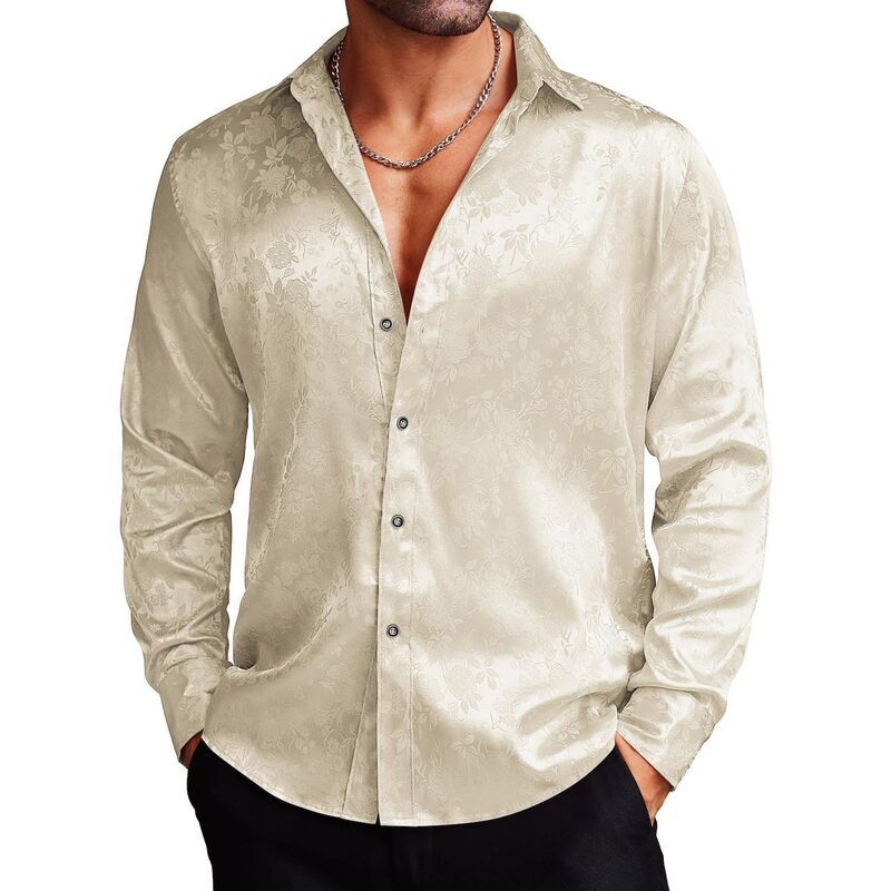 クーファンディ レディース トップス Tシャツ ボタンダウン シルク ダウン COOFANDY Mensilk Dresshirt Button Down Wrinkle Free Fashion L