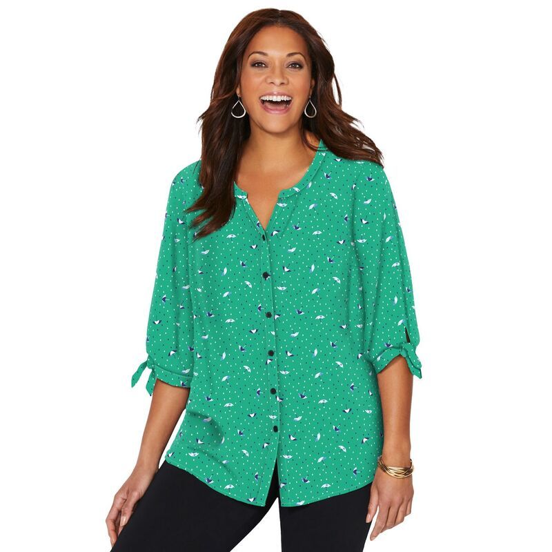 キャサリンズ レディース トップス シャツ ジョーゼット プラスサイズ ブラウス Catherines Womens Plusize Georgette Buttonfrontie Sleeve Ca