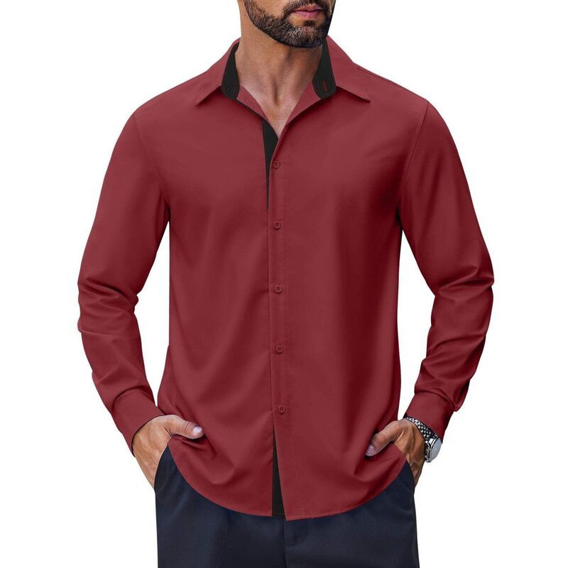 クーファンディ レディース トップス Tシャツ ボタンダウン COOFANDY Mens Casual Dresshirt Wrinkle Free Long Sleeve Soft Button D