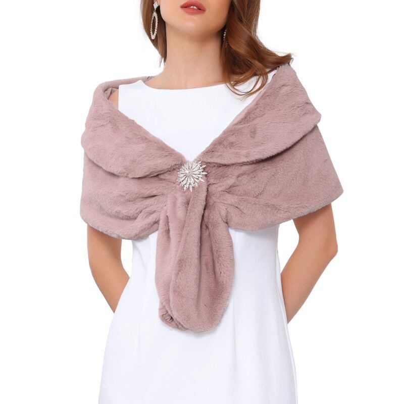 インスパイア シック レディース アウター ニット・セーター ケープデザイン キャップ ケープ INSPIRE CHIC Womens Bridal Faux Fur Shawl Cape Weddi
