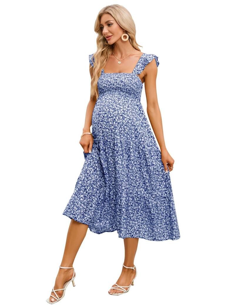 マキシスマーチ レディース トップス ワンピース フリル裾 フリル ノースリーブ シャーリング マタニティ Maxxis Merch Womensleeveless Maternity Maxi Dr