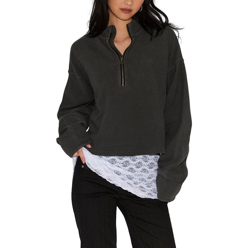 フリーピープル レディース アウター パーカー・スウェット Free People Celeste 14Zipullover Womens Black ブラック
