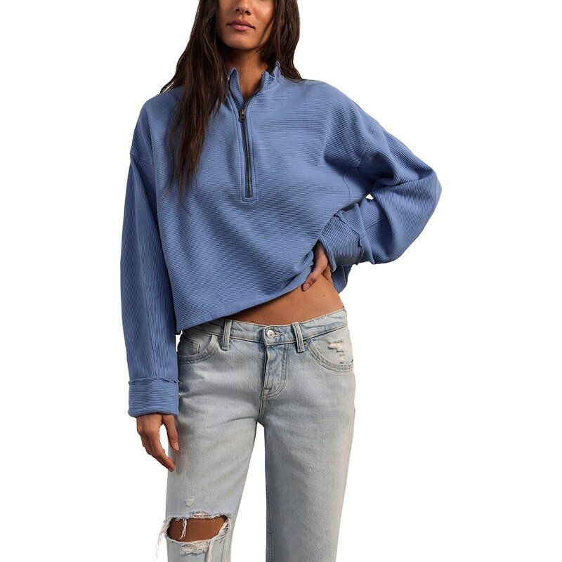 フリーピープル レディース アウター パーカー・スウェット Free People Celeste 14Zipullover Womens Blue Riviera ブルー