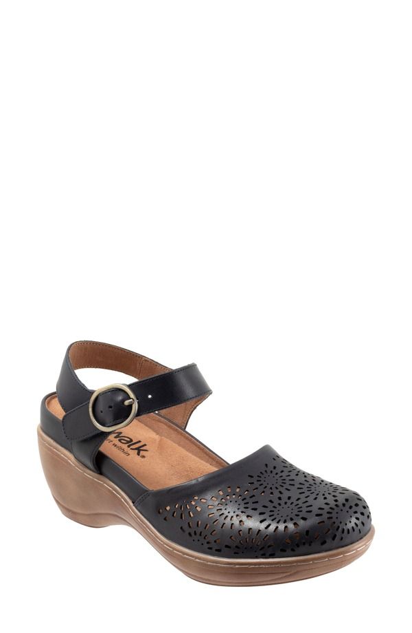 ソフトウォーク レディース シューズ サンダル プラットフォーム アンクル SoftWalk Mabelle Perf Ankle Straplatform Wedge Clog Women NAVY 31,070円