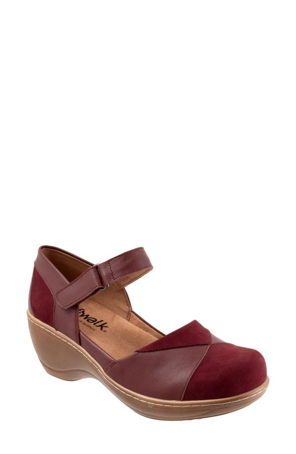 ソフトウォーク レディース シューズ サンダル プラットフォーム アンクル SoftWalk Miri Ankle Straplatform Wedge Clog Women CHERRY NUBUC
