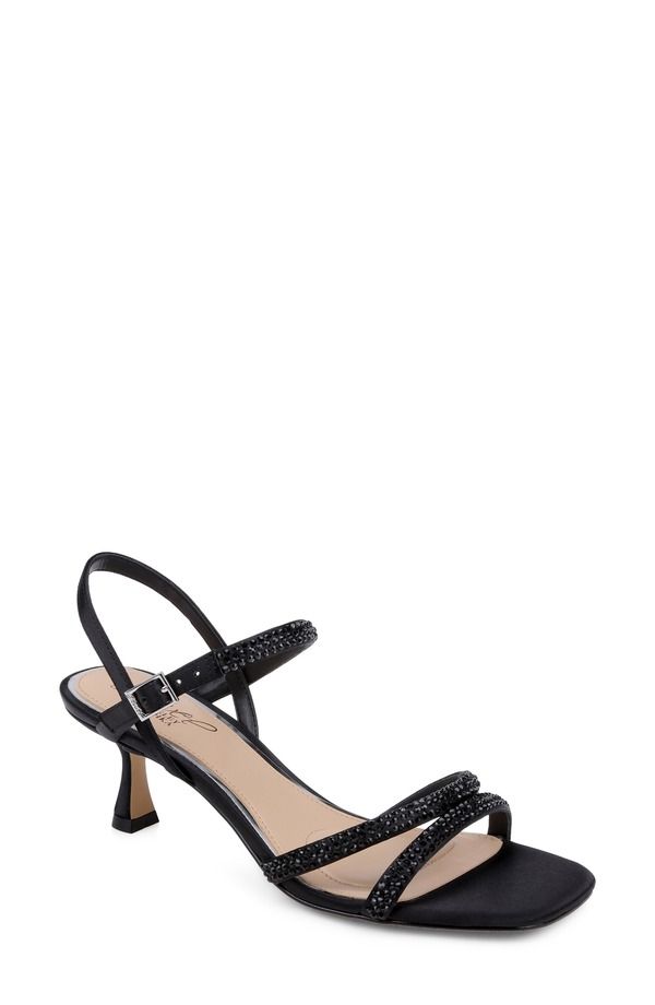 ジュウェルダグレイミシュカ レディース シューズ ヒール サンダル Jewel Badgley Mischka Zianna II Sandal Women BLACK SATIN ブラック