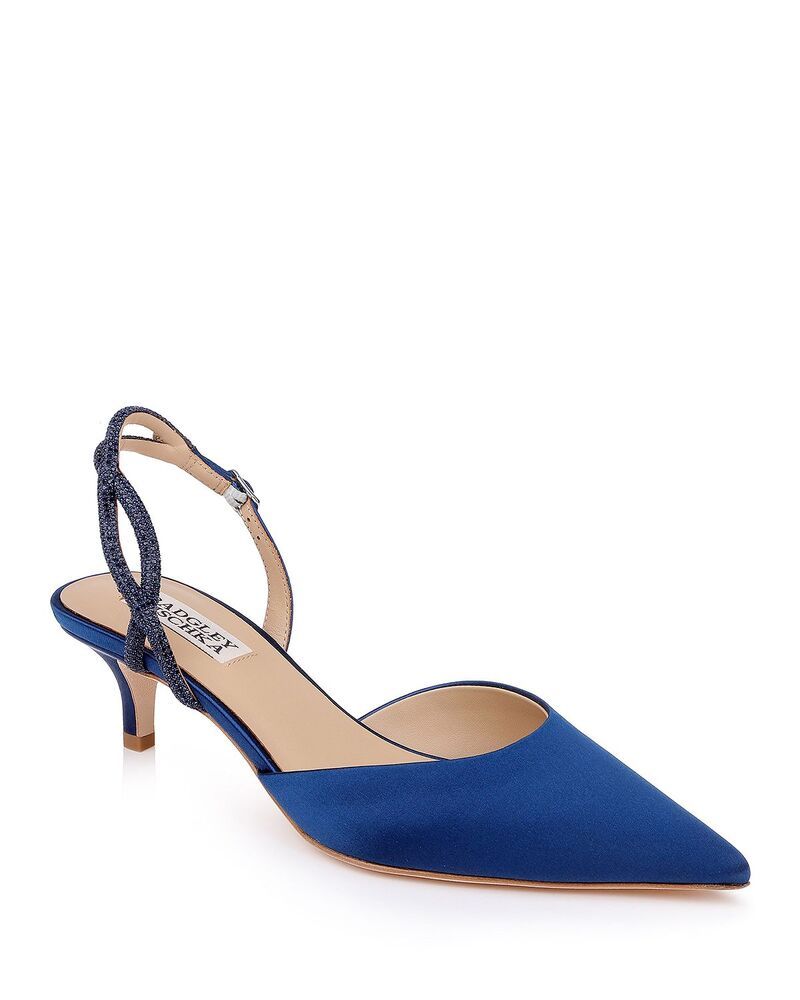 バッジェリーミシュカ レディース シューズ パンプス Badgley Mischka Womens Yulianna Pointed Pumps Navy Satin ネイビー