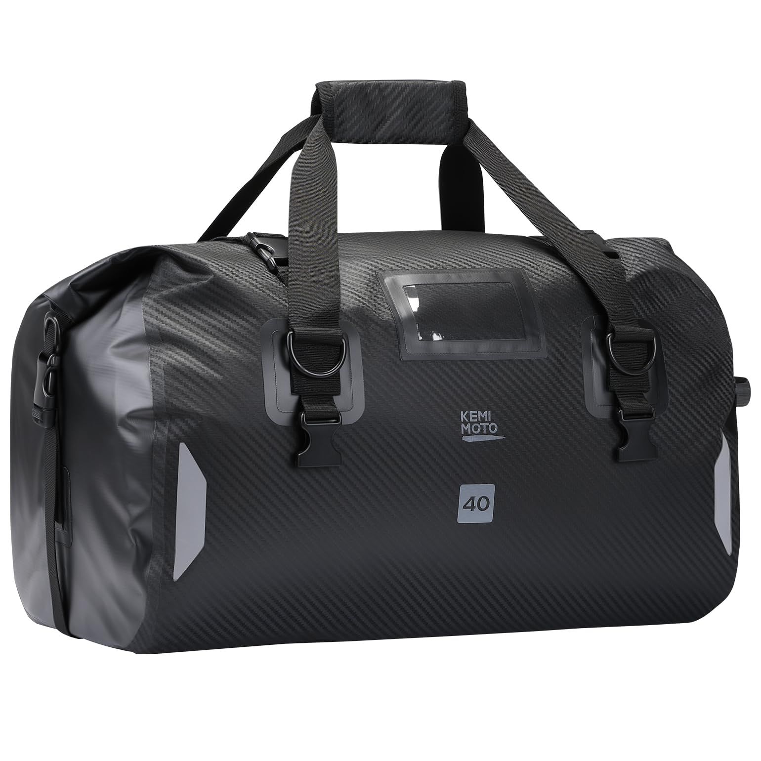 KEMIMOTO バイクシートバッグ 防水仕様 ツーリングバッグ キャンプツーリング 40L ショルダーストラップ付き 反射ストリップ エアバルブ搭載 2?3泊の旅行に対応 オートバイ/アウトドア/キャンプ用バッグ KM-806 ブラック-40Ｌ 国内発送