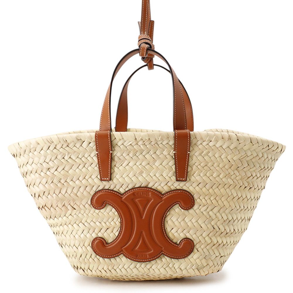セリーヌ ハンドバッグ トリオンフ クラシック パニエ ラフィア レザー CELINE 2way かごバッグ