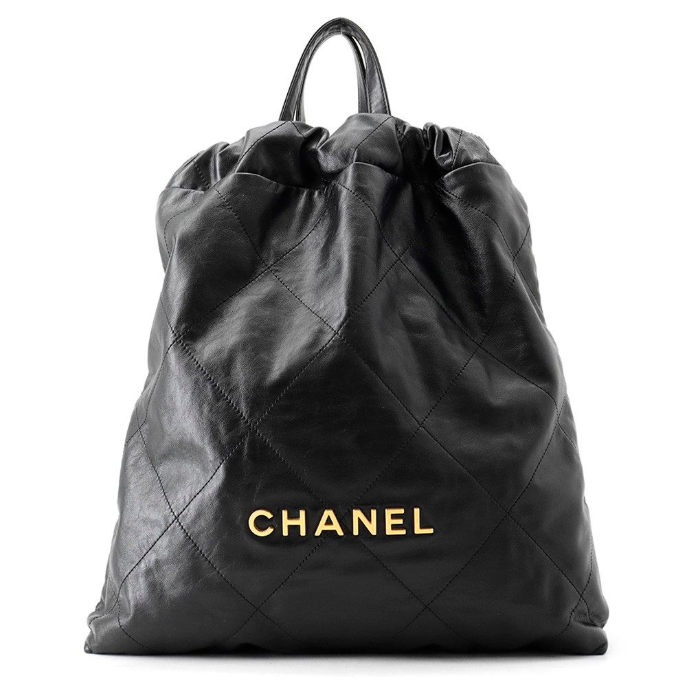 シャネル リュック シャネル22 ラージ シャイニーカーフレザー AS3313 CHANEL バックパック バッグ 黒 269,190円