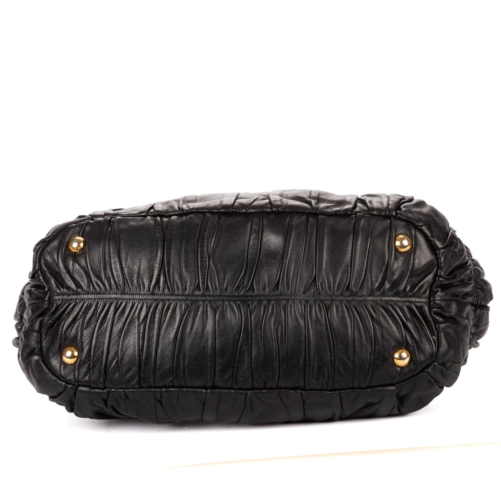 [中古] PRADA プラダミディアム ガルダ トート黒ナッパゴーフルレザーA