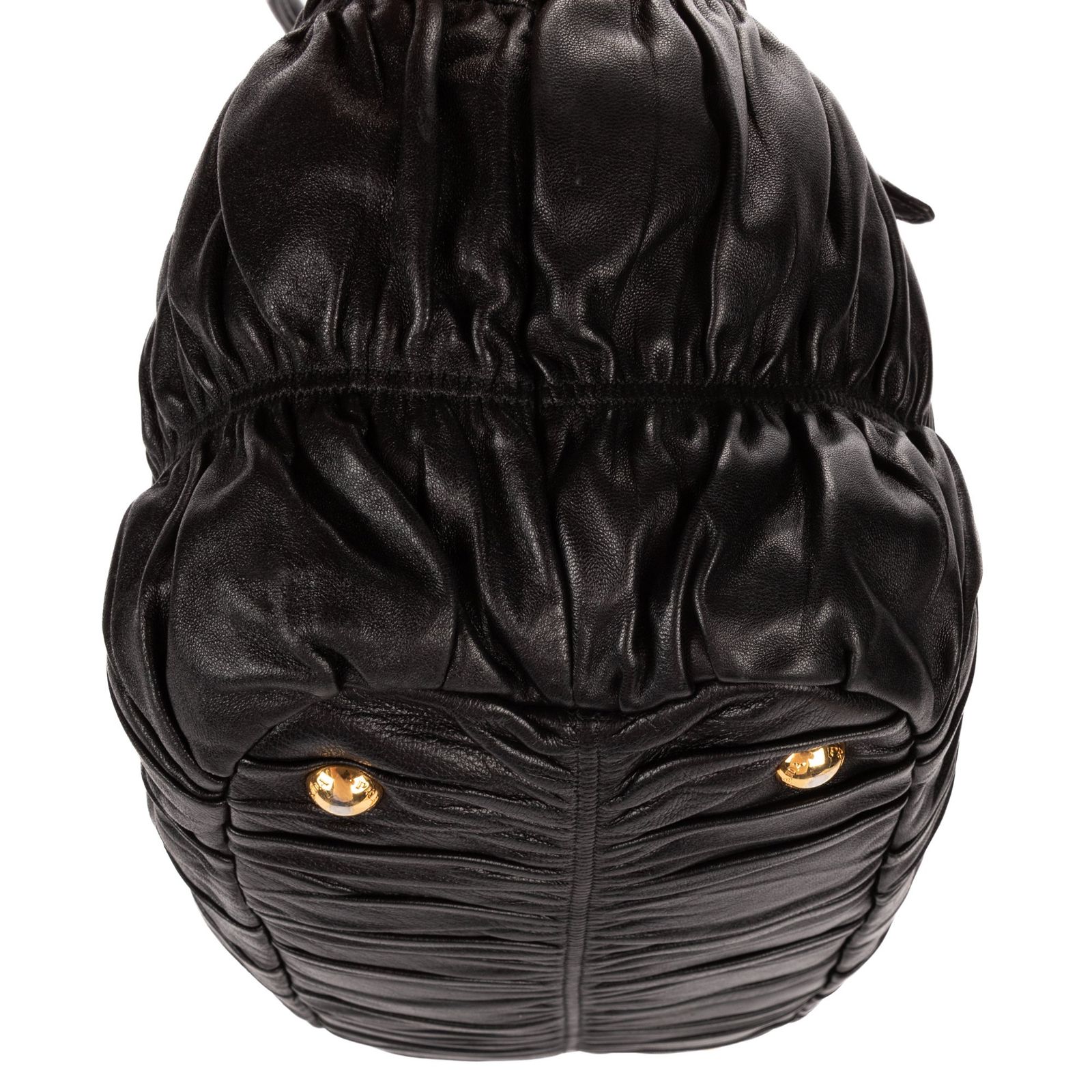 [中古] PRADA プラダミディアム ガルダ トート黒ナッパゴーフルレザーA