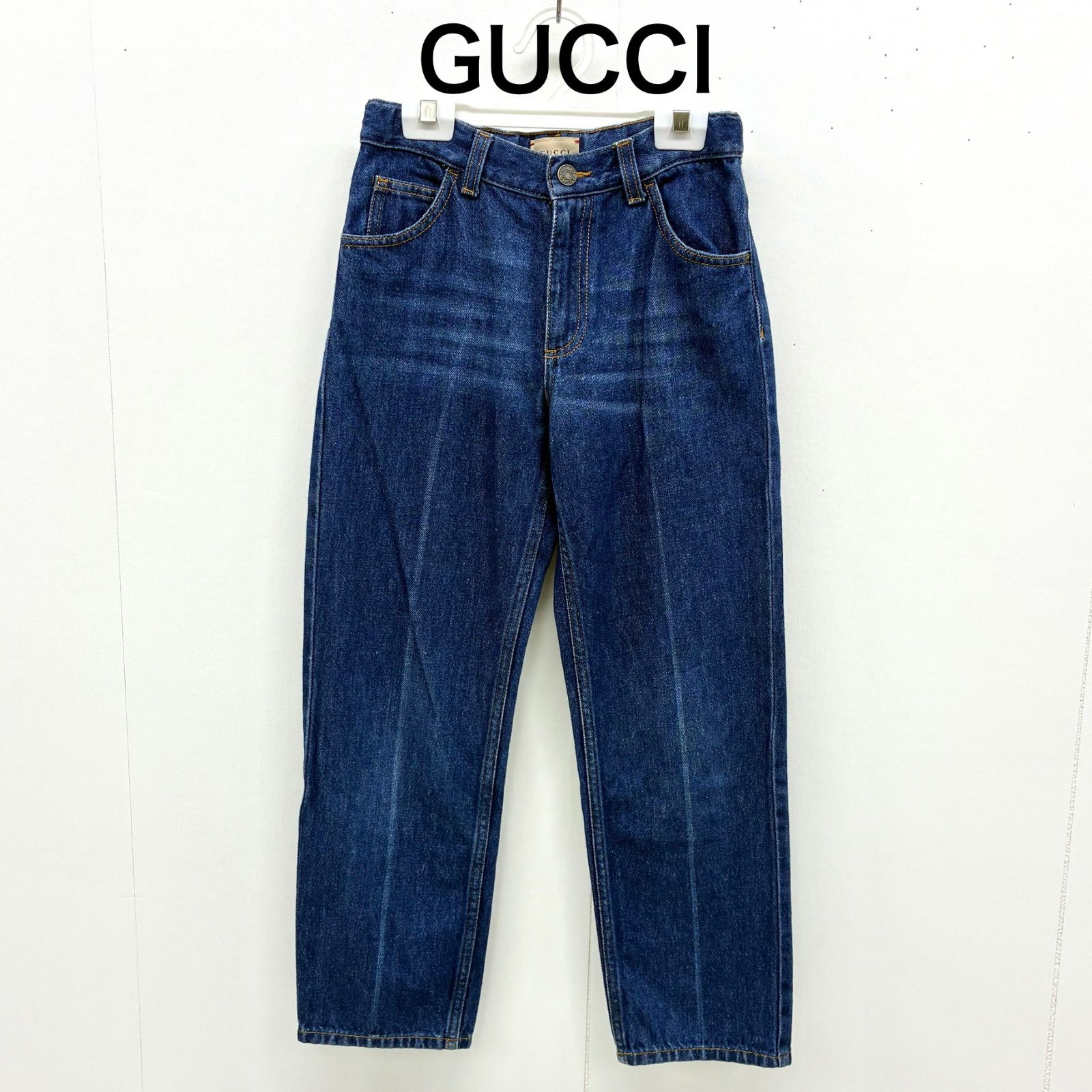 【グッチ GUCCI】キッズ 美品！デニムロングパンツ ワンポイント ボトムス ジーンズ 130(8) ブルー系 ⭐︎