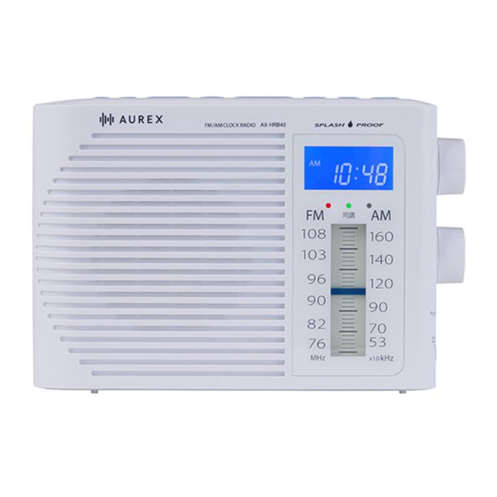 【新品】東芝 防滴クロックラジオ AX-HRB40-W ホワイト ワイドFM FM/AM イヤホン端子 スリープ IPX4 防滴ホームラジオ お風呂 キッチン アウトドア