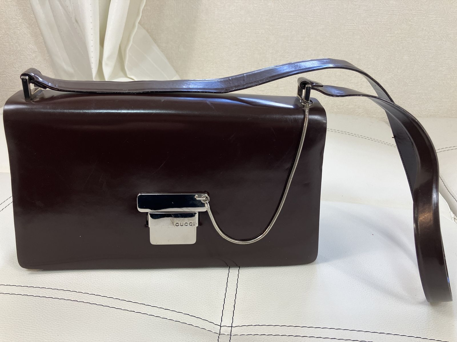 極レア】 グッチGUCCIヴィンテージエナメルショルダーバッグ 極レア 