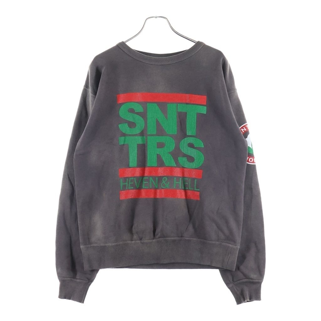 SAINT MICHAEL (セントマイケル) 21AW ×DENIM TEARS デニムティアーズロゴプリント クルーネック スウェットトレーナー チャコールグレー SM-A21-0000-050