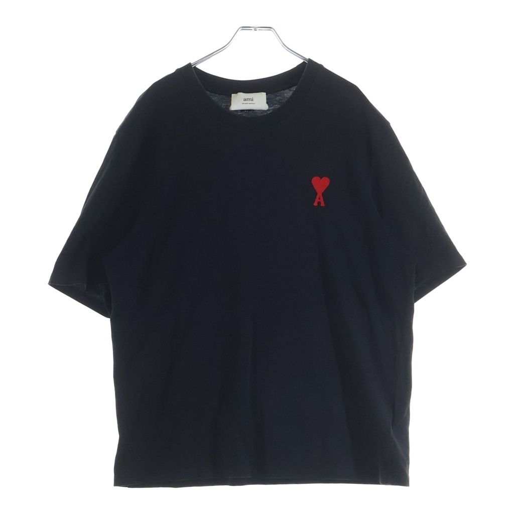 ami paris (アミパリス) T-Shirt ハートロゴ刺繍 半袖Tシャツ ブラック UTS004.726