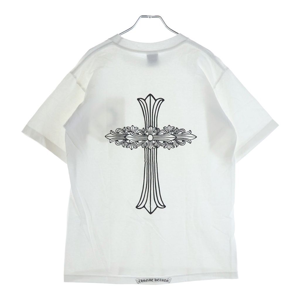 CHROME HEARTS (クロムハーツ) OLD FLORAL T-SHIRT オールド バックフローラルクロス ネックロゴ半袖Tシャツ ホワイト 72,600円