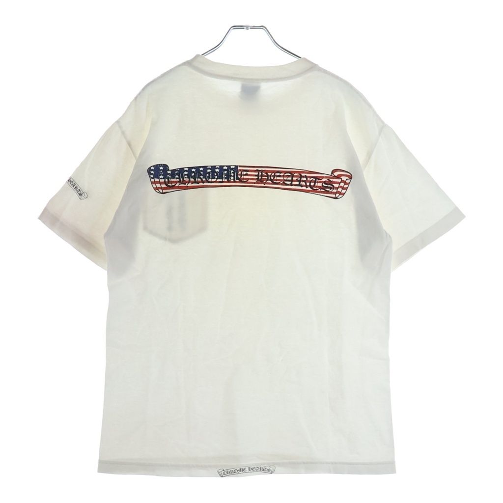 CHROME HEARTS (クロムハーツ) OLD AMERICAN FLAG T-SHIRT オールド アメリカンフラッグ バックスクロールプリント 半袖Tシャツ ホワイト