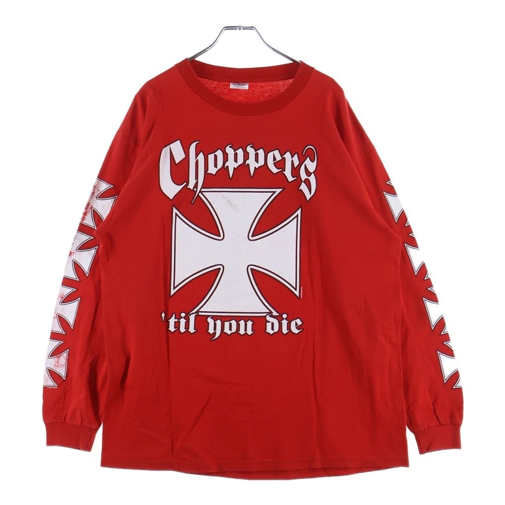 VINTAGE (ヴィンテージ) 00s West Coast Choppers L/S Tee ウエストコーストチョッパーズ アイアンクロス 長袖Tシャツ カットソー レッド