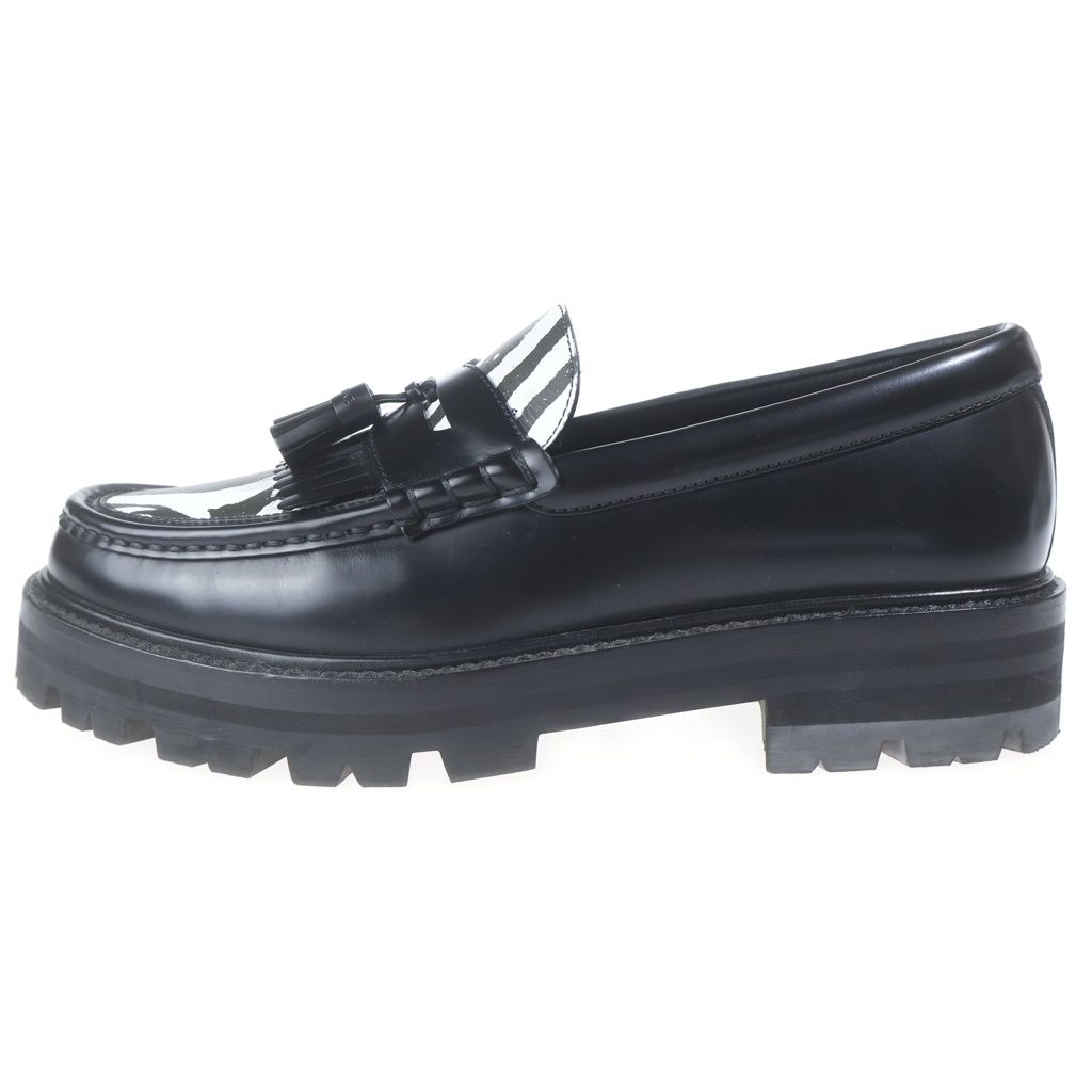 CELINE (セリーヌ) 22SS MARGARET CHUNKY LOAFER マーガレット チャッキー ゼブラ柄 タッセルローファー ブラック 346533654C.38AW