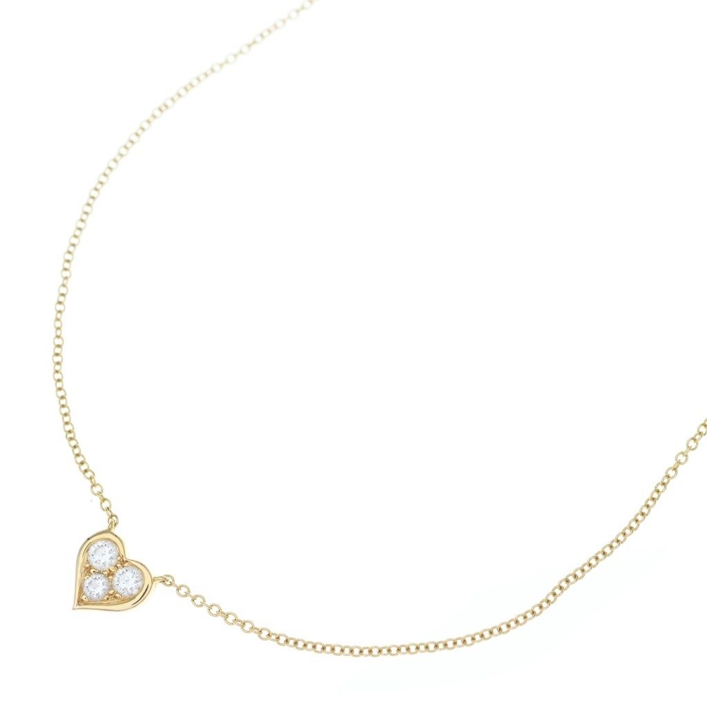TIFFANY & Co. (ティファニー) センチメンタルハートネックレス ダイヤ ペンダント チェーン イエローゴールド Au750YG