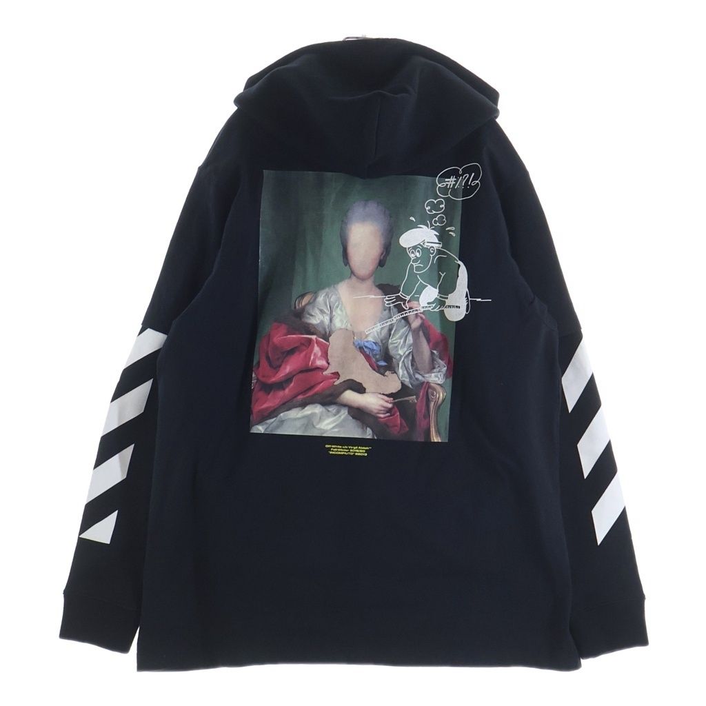 OFF-WHITE (オフホワイト) Diag Mariana Double Tee Hoodie ダイアグマリアナ レイヤードプリント プルオーバーパーカー ブラック OMAB033E19185005
