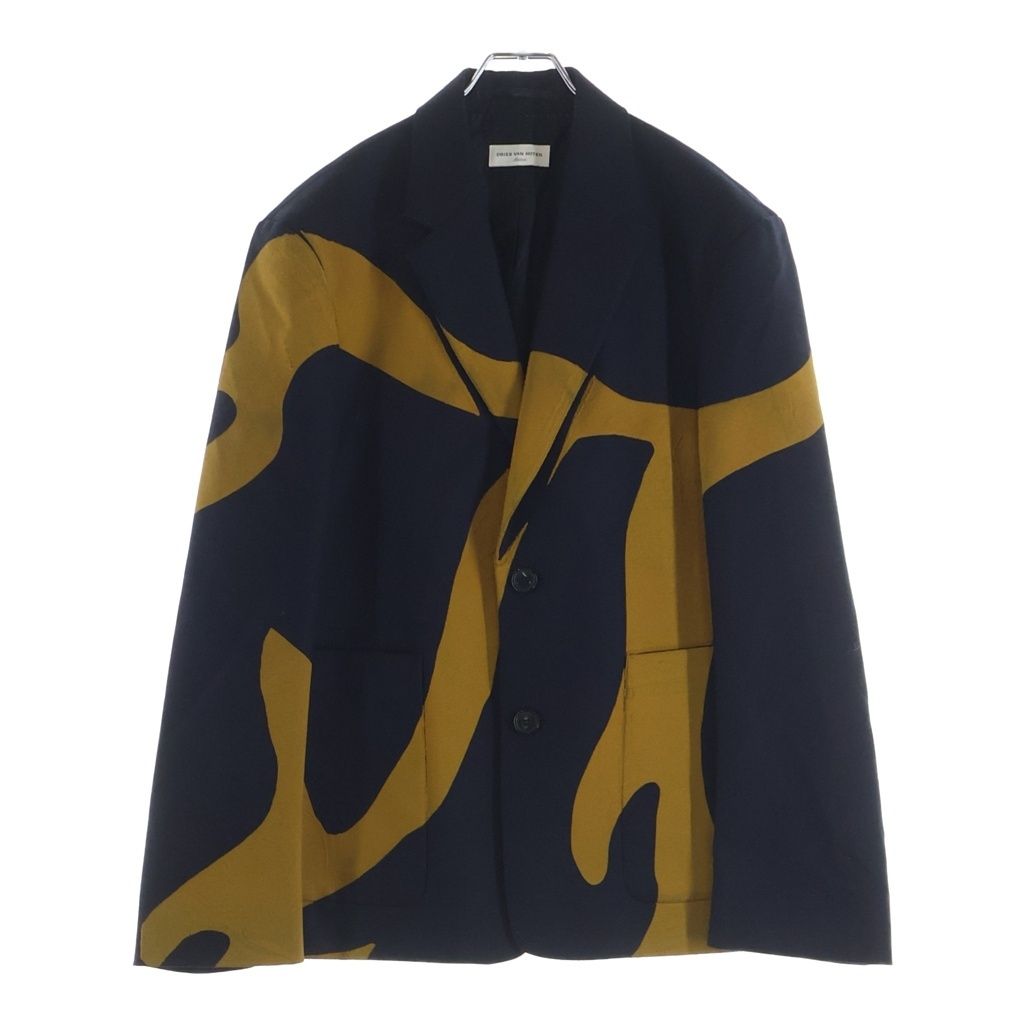 DRIES VAN NOTEN (ドリスヴァンノッテン) 23AW BILLY SC 7209 M.W.JAKET ウール ペイント加工 テーラードジャケット ネイビー/イエロー 020418-7209-509 36,394円