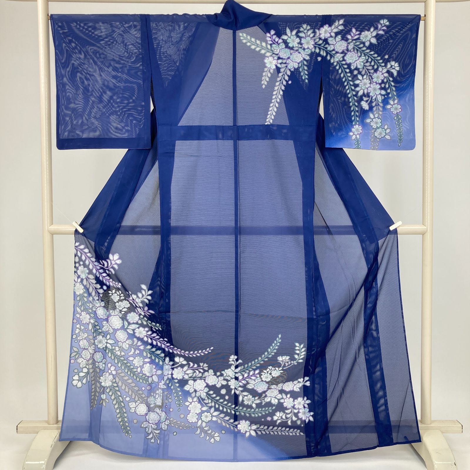 たんす屋 TANSU-YA 着物 リユース着物 夏訪問着 青 フォーマル セミフォーマル 絽 辻が花 夏 ポリエステル 未洗い 【身丈】157cm【裄丈】66cm MS8898