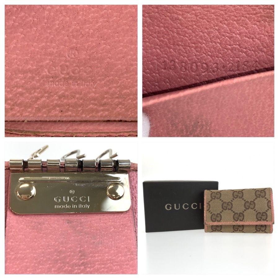 GUCCI グッチ ピンク ベージュ GGキャンバス/レザー 138093 キーケース