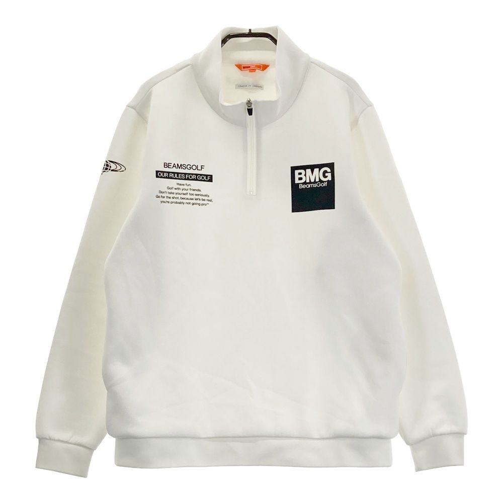 サイズ：L BEAMS GOLF ビームスゴルフ ハーフジップ長袖スウェット ホワイト系 [240101741002] ゴルフウェア メンズ ストスト