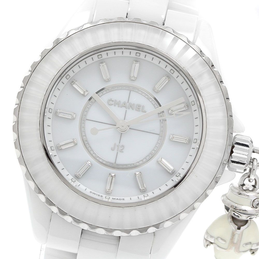 シャネル CHANEL H6478 マドモアゼル J12 アクテ II 33mm K18WGココチャーム 限定555本 クォーツ レディース 良品 保証書付き_973221