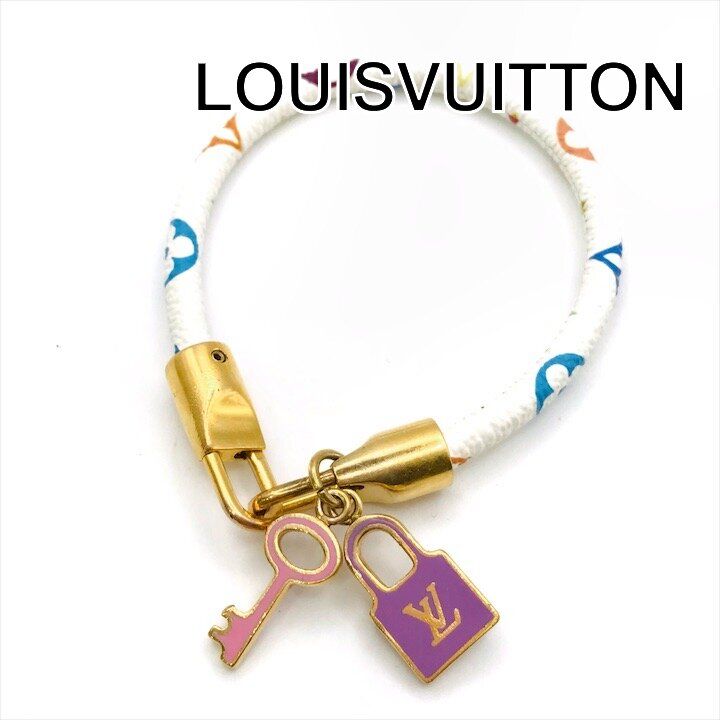 美品 LOUISVUITTON ルイ・ヴィトン モノグラム ブレスレット カデナ マルチカラー ゴールド ブランド レディース アクセサリー m15836