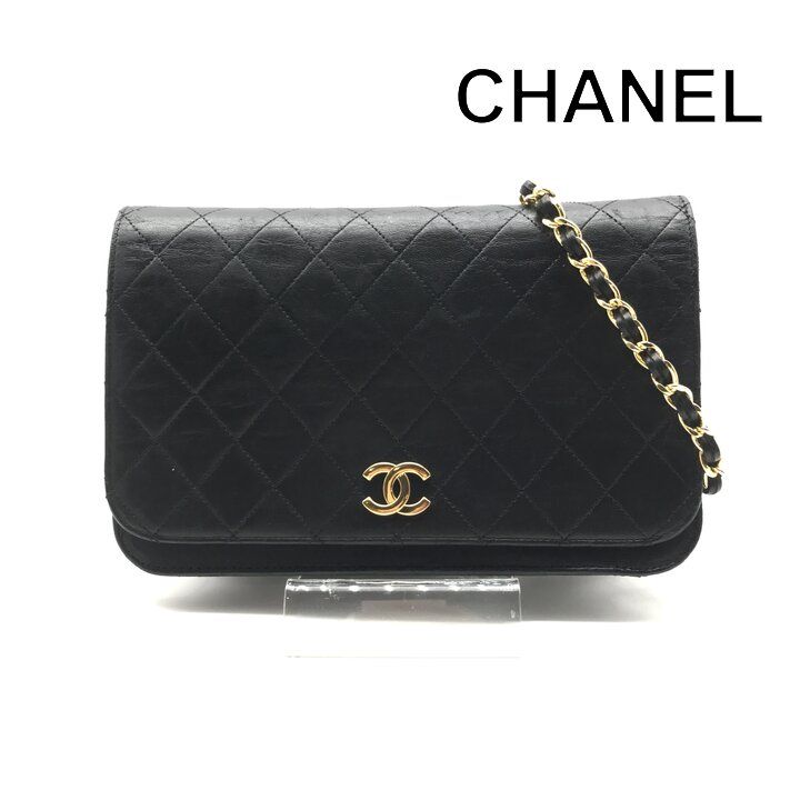 CHANEL シャネル ココマーク マトラッセ プッシュロック フルフラップ レザー チェーン ショルダー バッグ レディース ブラック r1699