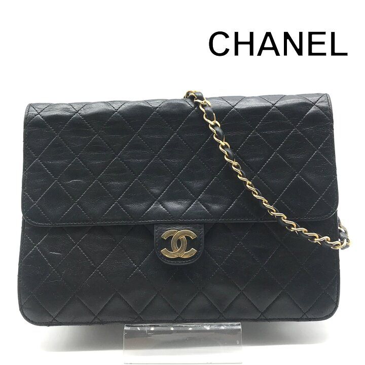 良品 CHANEL シャネル ココマーク マトラッセ プッシュロック レザー チェーン ショルダー バッグ レディース ブラック y237