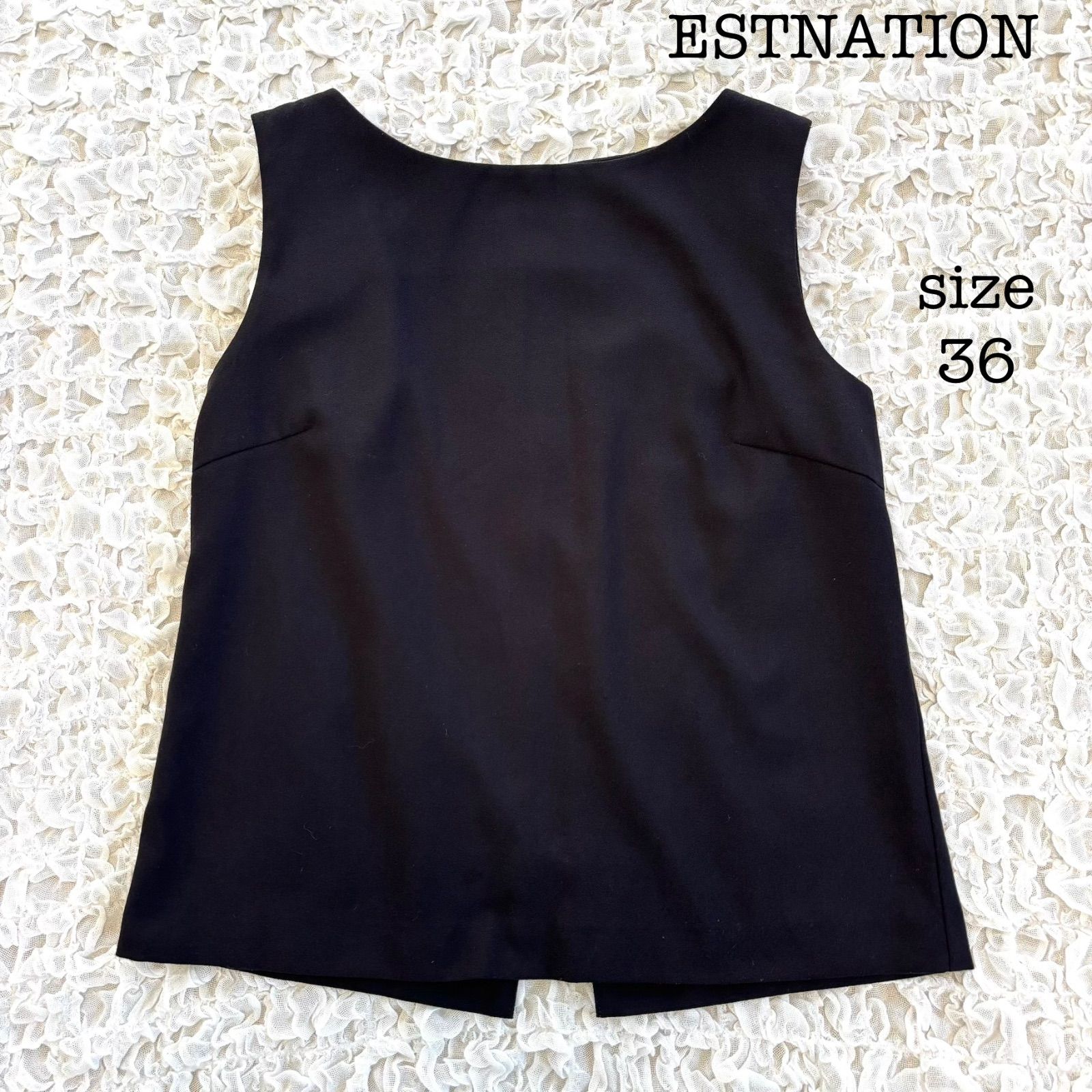 ESTNATION バックファスナー ノースリーブブラウス バックスリット 