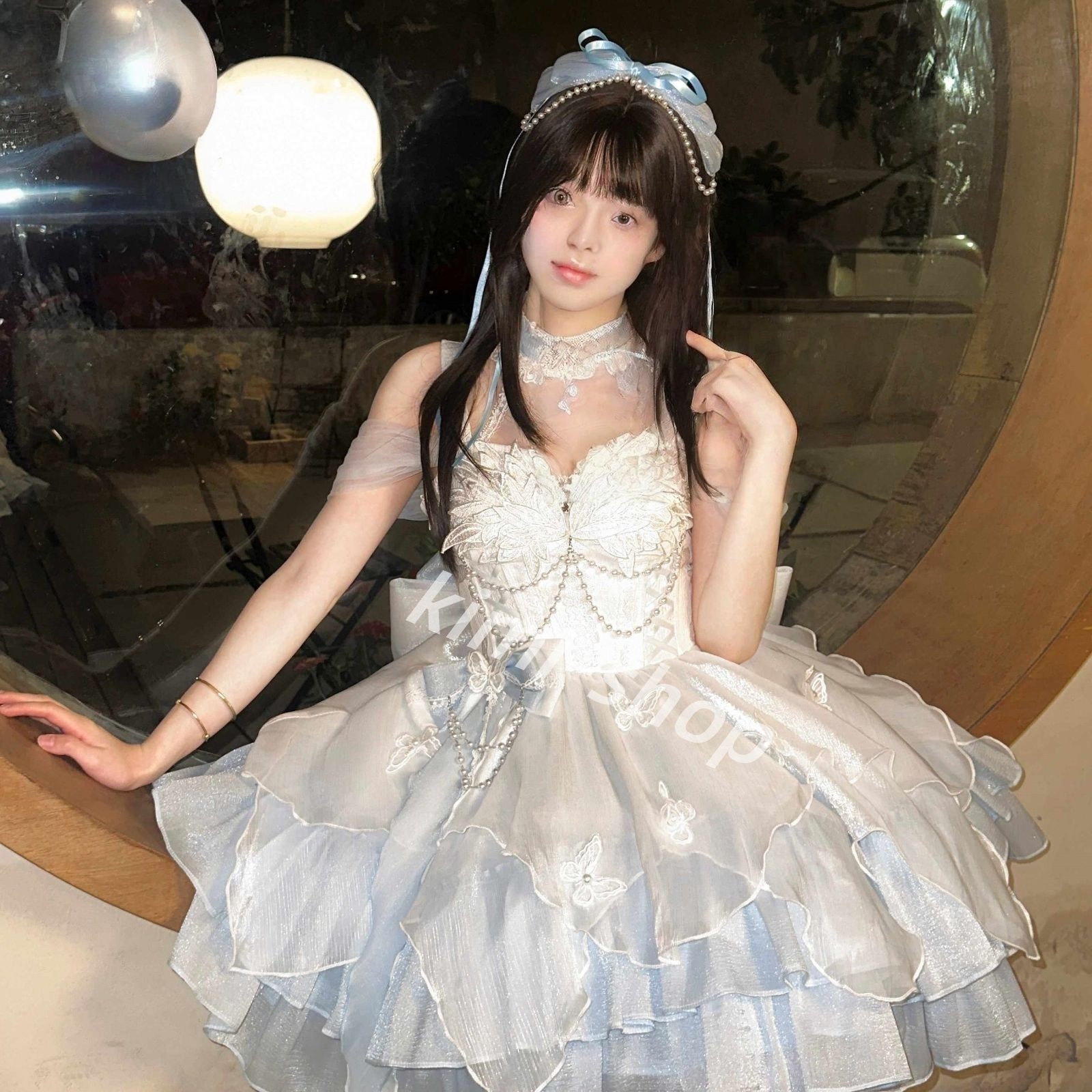 白鳥湖 白 Lolita 蝶結ドレス JSK ジャンパースカート ゴスロリ お姫様ドレス 量産型 推し活 パーティー撮影会 イベント特別コーデ