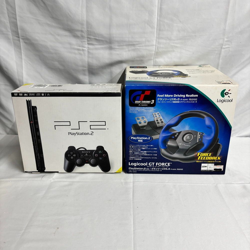 1225◆ゲーム機 PS2 SCPH-70000 ロジクールGTフォース SONY 動作確認済み
