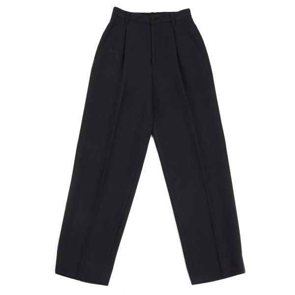 イッセイミヤケISSEY MIYAKE ジョーゼットウールテーパードパンツ チャコールS