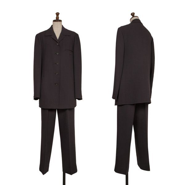 イッセイミヤケISSEY MIYAKE ジョーゼットウールセットアップ チャコールM S