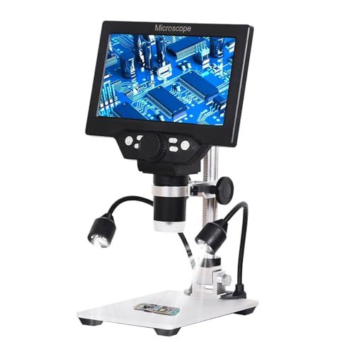 デジタル顕微鏡 マイクロスコープ USBデジタル顕微鏡 電子顕微鏡 G1200 7インチ 1080P LCD スタンド付き 1-1200X マイクロスコープ アルミニウム合金 電子スコープ 拡大鏡 バッテリー＋曲面ライト付き★m 2a34f275