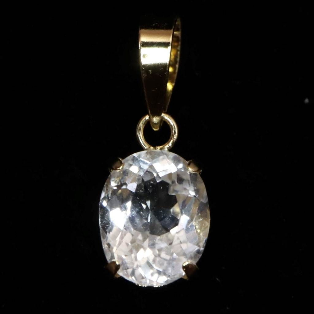 ロシア産 フェナカイト 6.7mm オーバルカット ペンダントトップ K18YG 鑑別書付 0.75ct 【榎本通商91762】ネックレス