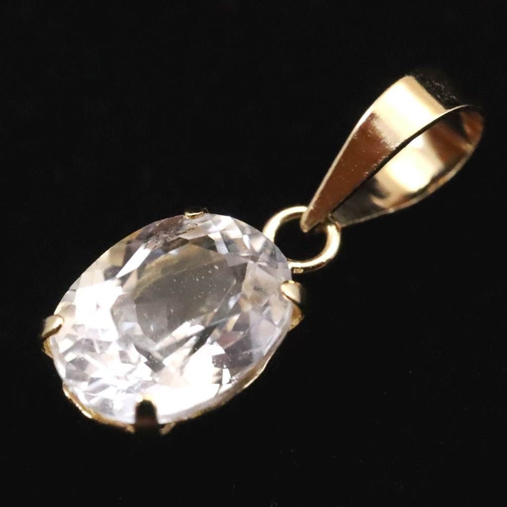 ロシア産 フェナカイト 6.7mm オーバルカット ペンダントトップ K18YG 鑑別書付 0.75ct 【榎本通商91762】
