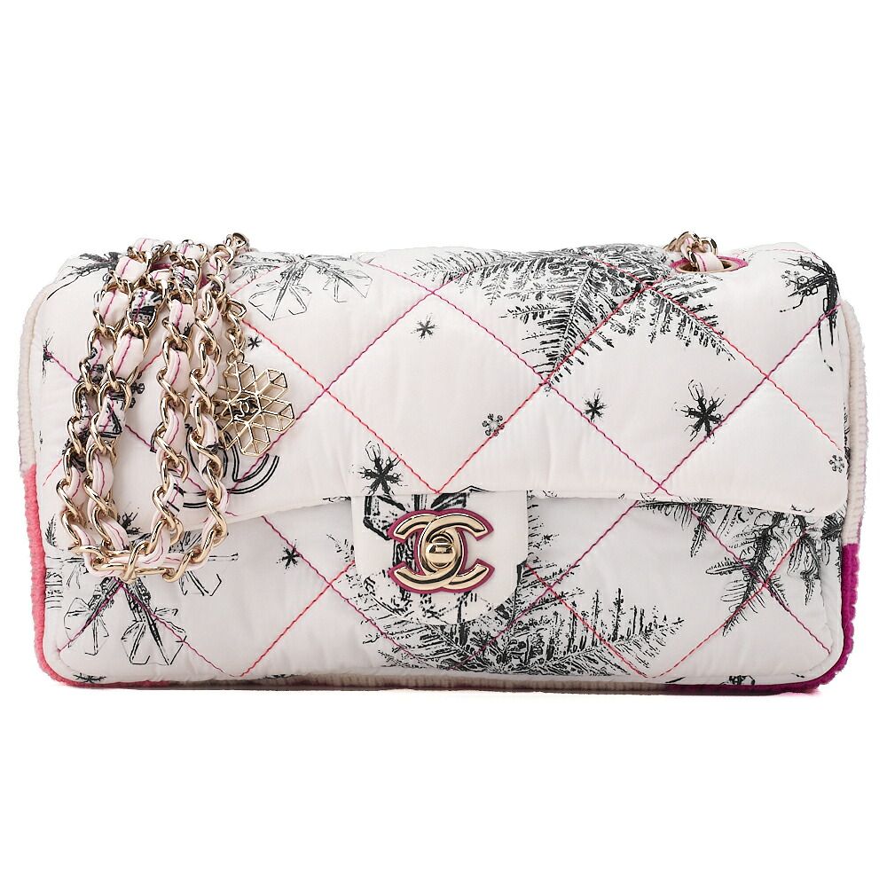 CHANEL シャネル コココクーン ナイロン×コットン ターンロック 雪の結晶ンモチーフプリント 雪の結晶チャーム付き チェーンショルダー マルチカラー 白（ゴールド金具） レディース バッグ レディース 【中古】【送料無料】 234,000円